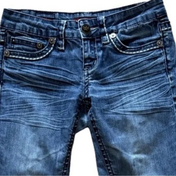 🌙 YMI JEANS Low-Rise Skinny Distressed Denim Size 3 👖 - Picture 2 of 14